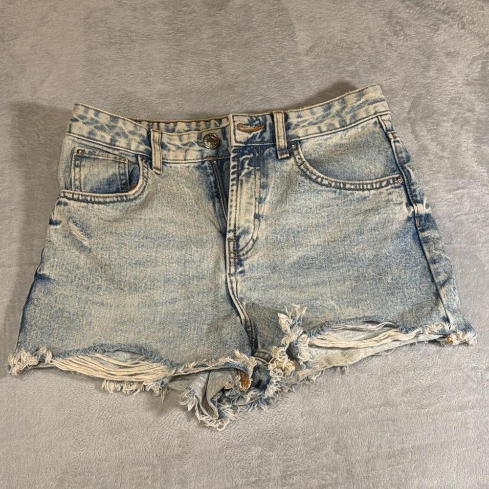 Primark Denim Co. Distressed Denim Shorts | Acid Wash | Size 8